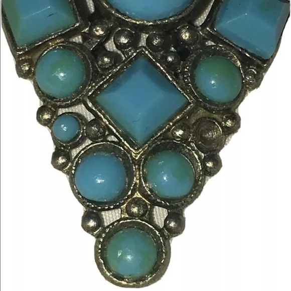 Vintage Faux Turquoise Art Deco Dress Clip - Picture 3 of 8